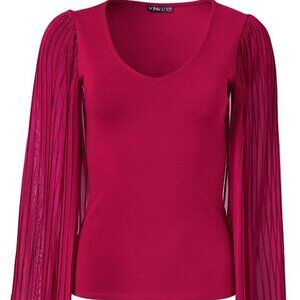 Venus Women's Pleated Sleeve Top